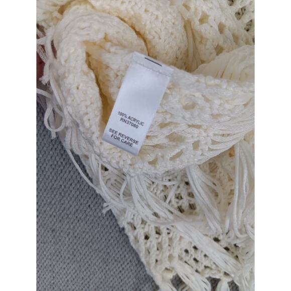 Cato Woman Crochet Woven Top Plus Size 18/20 White Fringe Trim Cover Up - Picture 11 of 12